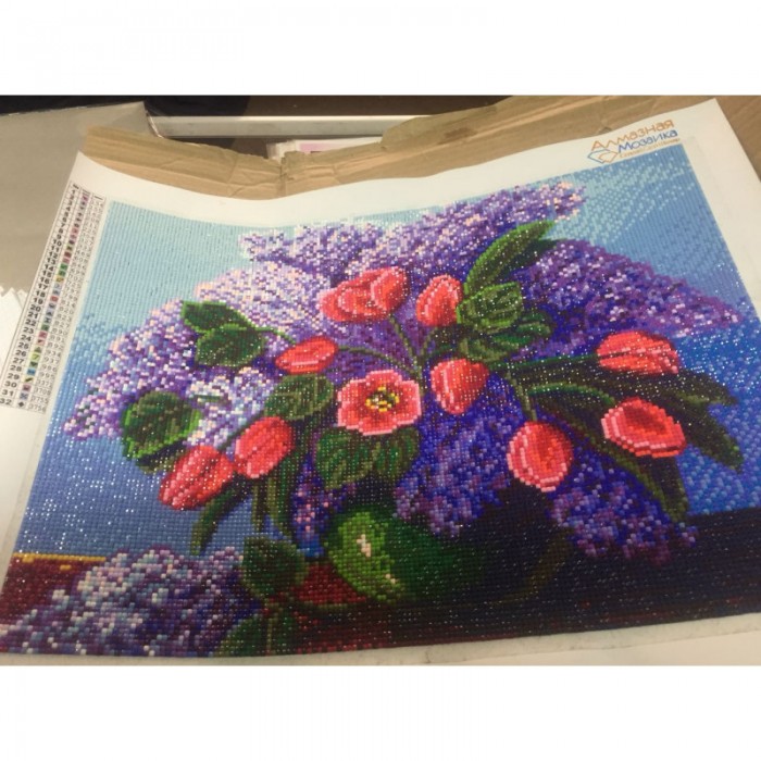 Алмазна вишивка (набір) "Тюльпани та бузок" (DM-204)