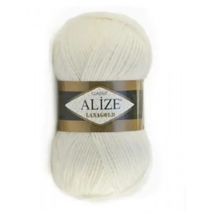 LanaGold-55 Біла  Пряжа ALIZE Lana Gold