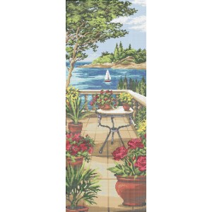 Схема картини Золота Підкова ЗПП-032 "Столик на терасі" для вишивання бісером на шовку